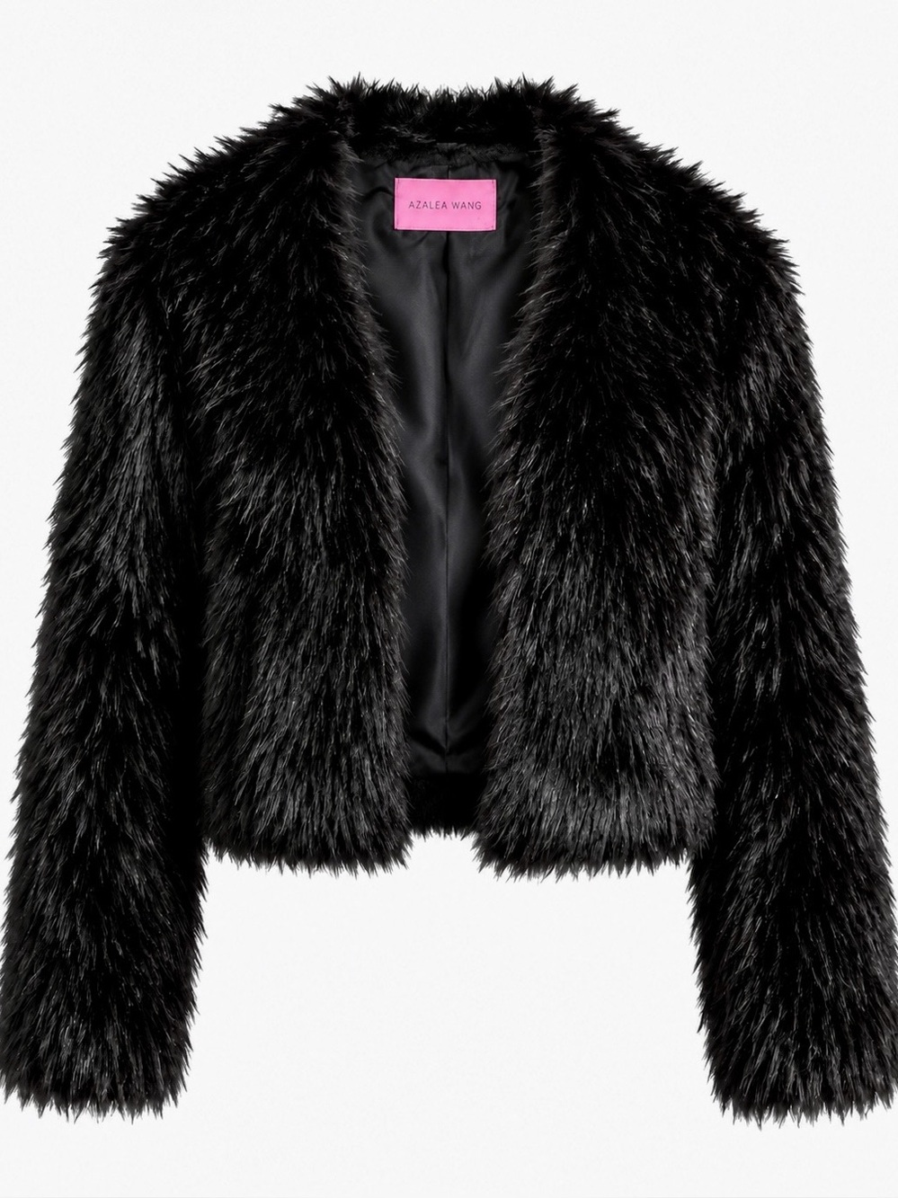 Azalea Wang Cropped Black Faux Fur Jacket S
